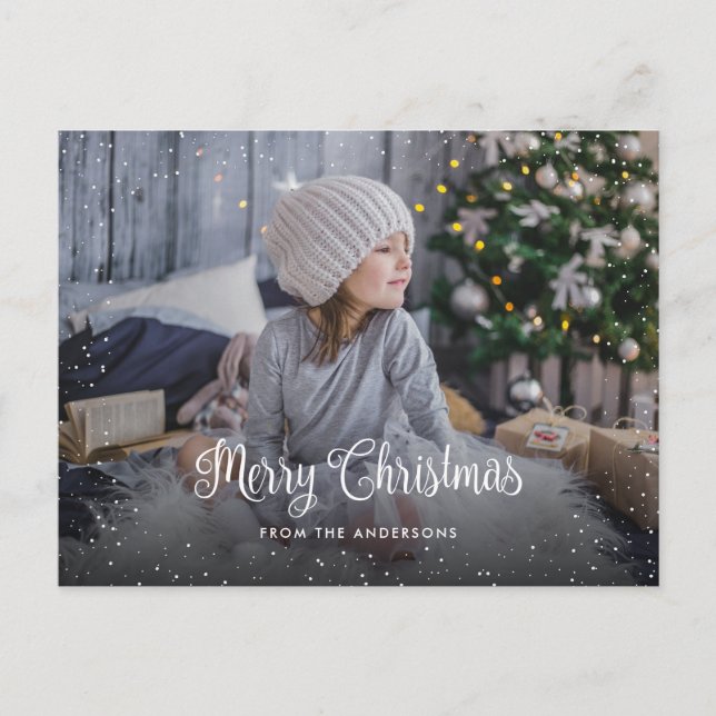 Postales de fotos navideñas de Snowley Merry (Anverso)