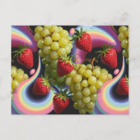 Postales de fresas y uvas de remolino de frutas