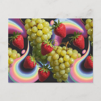 Postales de fresas y uvas de remolino de frutas