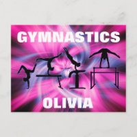 Postales de gimnasia rosa y morado