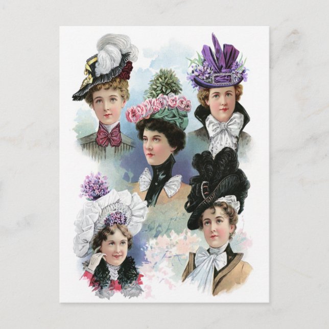 Postales de Gorras victorianos de moda para mujere (Anverso)