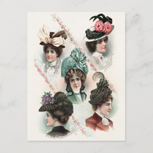 Postales de Gorras victorianos de moda para mujere (Anverso)