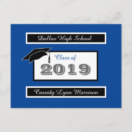 Postales de graduación azul y blanco