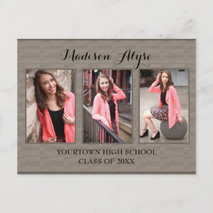 Postales de graduación de fotos marrón y tan tres