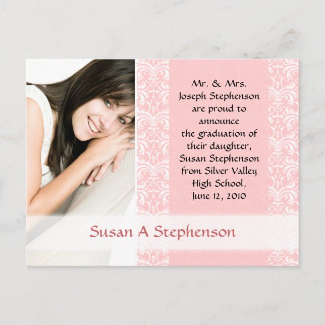 Postales de graduación, rosa Bonito y blanco (Anverso)