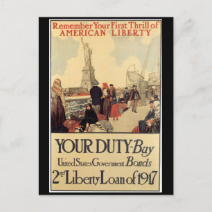 Postales de guerra, préstamo de libertad vintage -