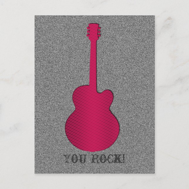 Postales de guitarra a rayas, rosa caliente (Anverso)