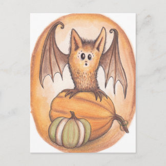 Postales de Halloween con bates y calabazas