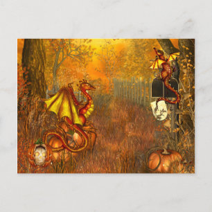 Postales de Halloween con dragones aterradores