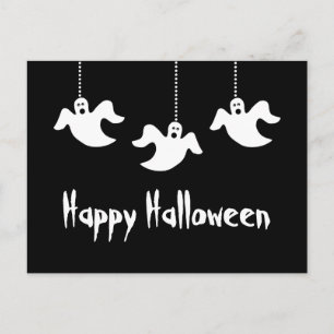 Postales de Halloween con fantasmas colgantes, neg