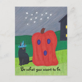 Postales de Halloween con ghost de calabaza y asis