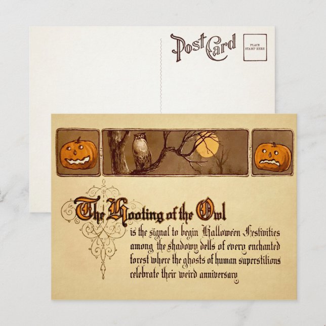 Postales de Halloween con Hooting Owl en Victoria (Anverso / Reverso)