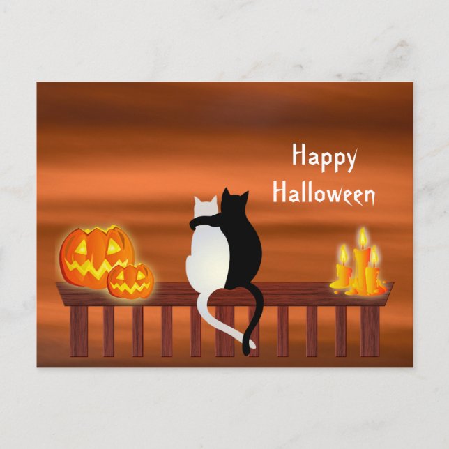 Postales de Halloween con velas de calabazas de ga (Anverso)