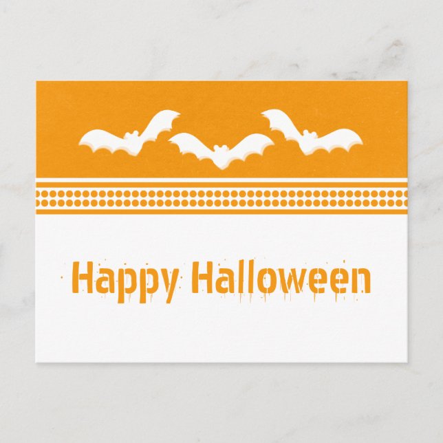 Postales de Halloween de Batty Gone, Naranja y bla (Anverso)