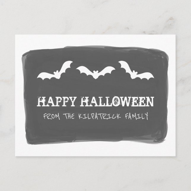 Postales de Halloween de Black White Watercolor Ba (Anverso)