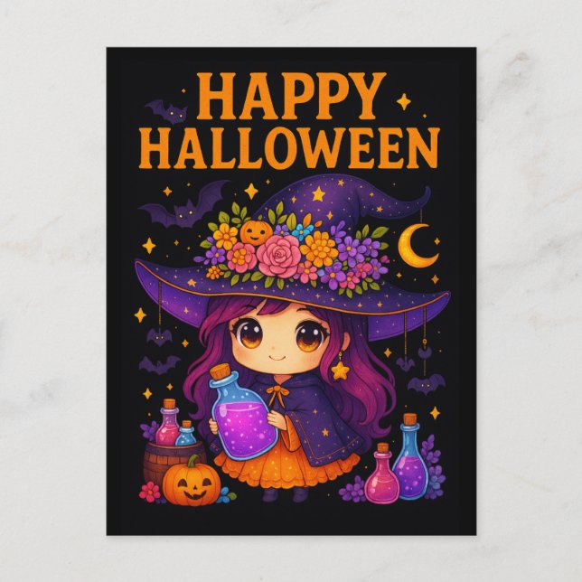 Postales de Halloween de Bruja (Anverso)