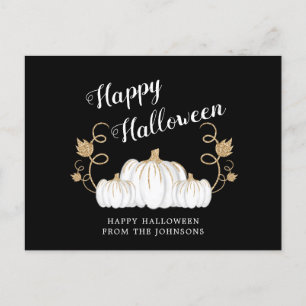 Postales De Halloween De Calabaza Blanca Y Negra