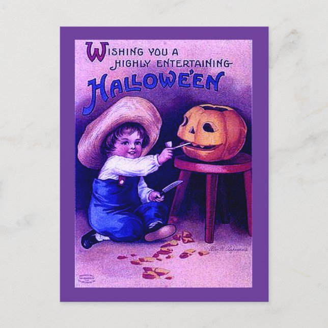 Postales de Halloween de entretenimiento vintage (Anverso)