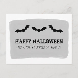 Postales de Halloween de Gray Watercolor Bats