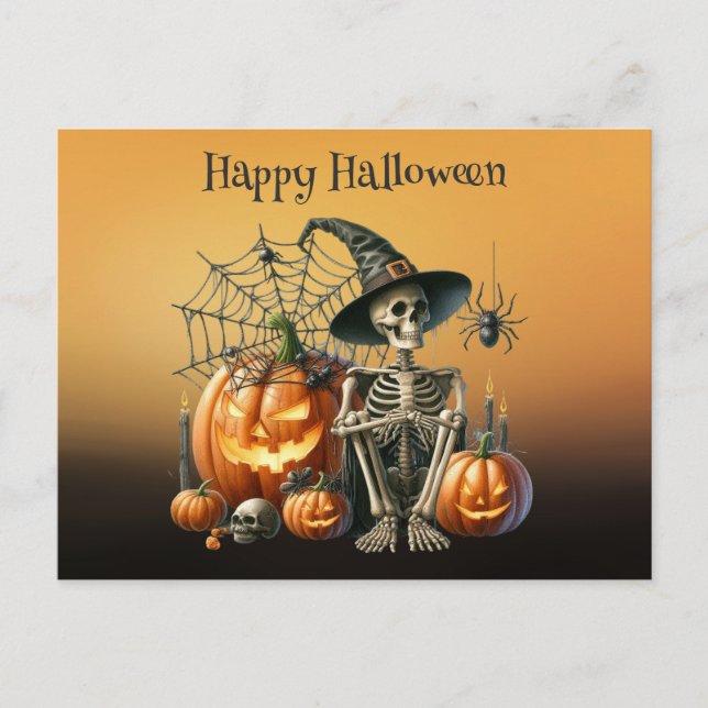 Postales de Halloween de Skeleton Pumpkins (Anverso)