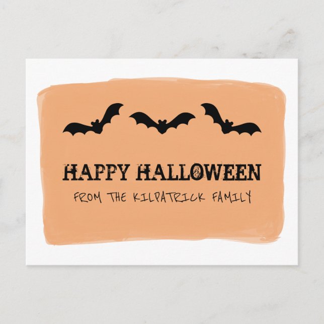 Postales de Halloween de Watercolor naranja (Anverso)