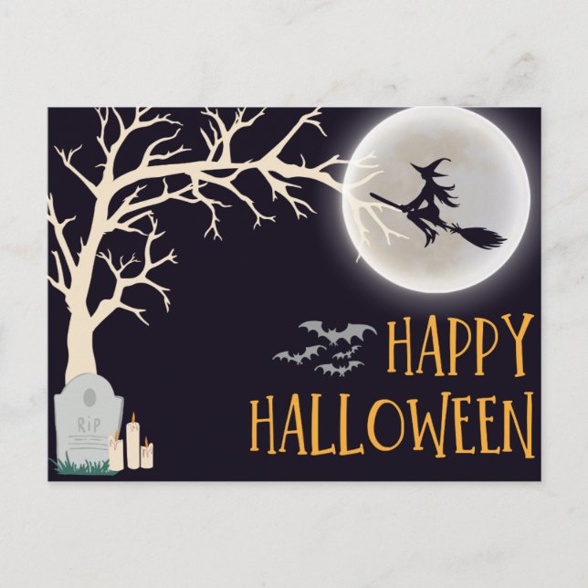 Postales de Halloween Minimalista Negro (Anverso)