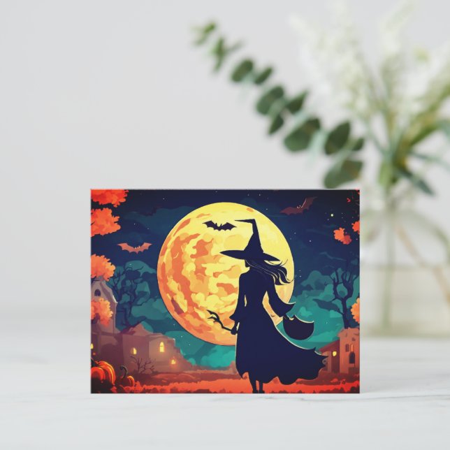 Postales de Halloween para el ilustracion de Bruja (Anverso de pie)