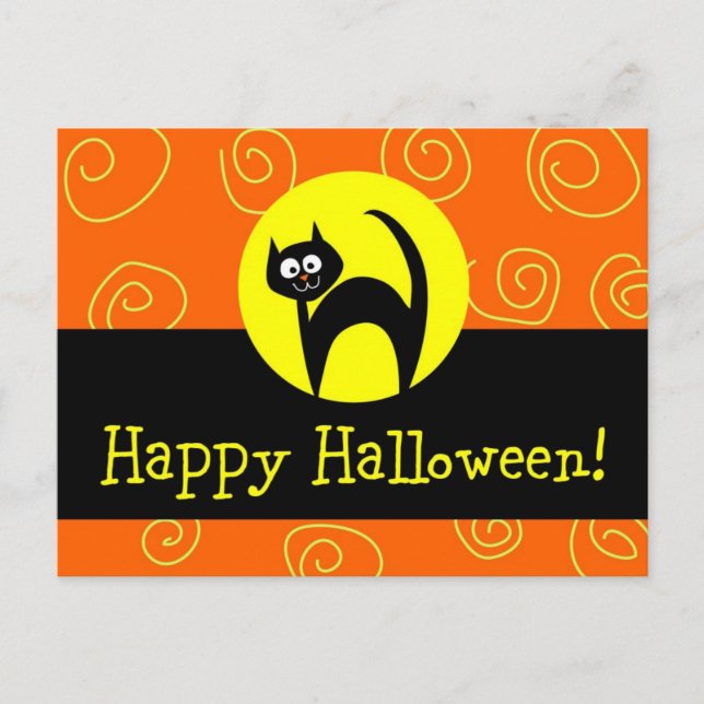 Postales de Halloween para gato negro (Anverso)
