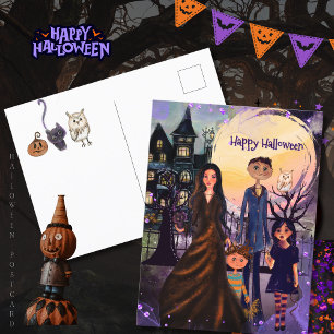 Postales de Halloween para la familia de la casa g