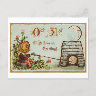 Postales de Halloween vintage Jack-o-Lantern