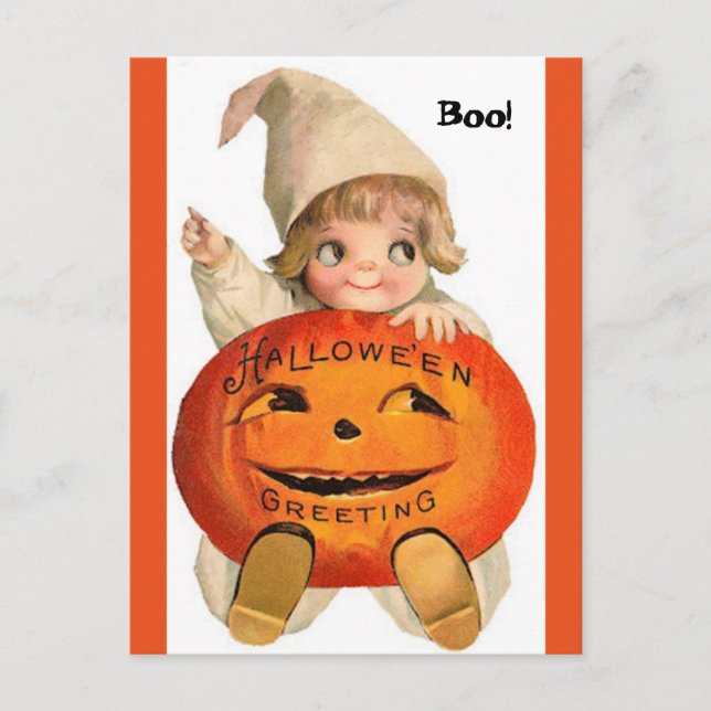 Postales de Halloween vintage y calabaza (Anverso)
