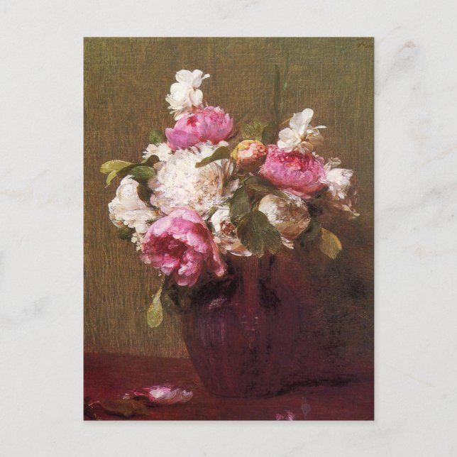 Postales de Henri Fantin-Latour Peonies y Rosas (Anverso)