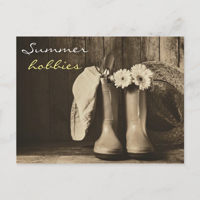 Postales de herramientas de jardinería de verano a (Anverso)