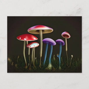 Postales de hongos coloridos