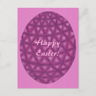 Postales de huevo de Pascua Feliz Geométrico Púrpu