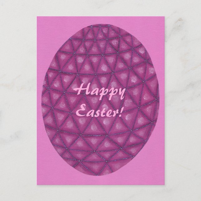 Postales de huevo de Pascua Feliz Geométrico Púrpu (Anverso)