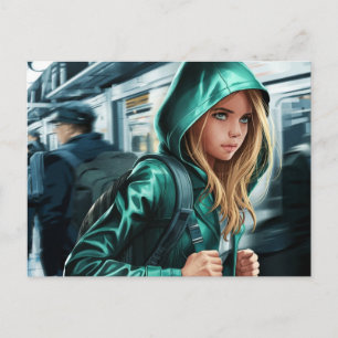 Postales de Ilustracion de viajero joven