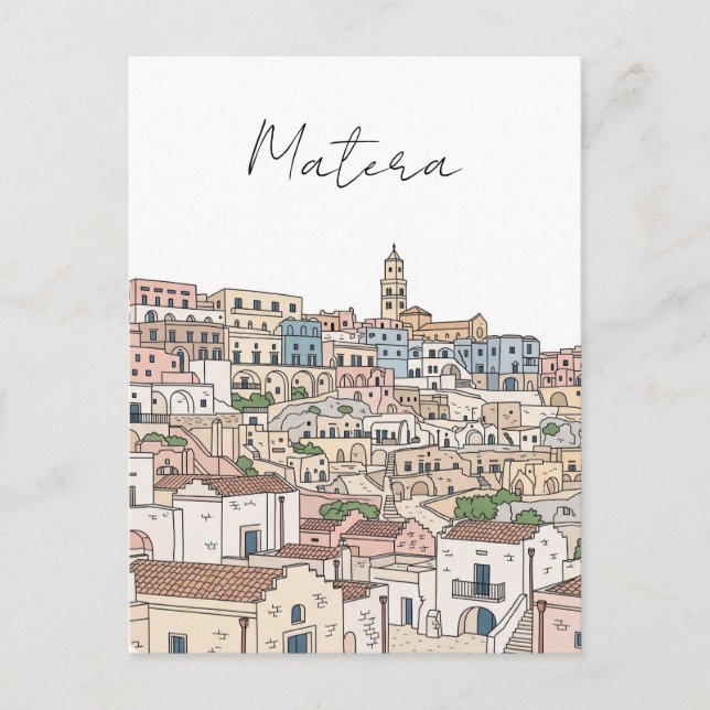 Postales de Ilustracion de Viajes de Matera Italia (Anverso)