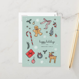 Postales de Ilustraciones navideños con mano alegr