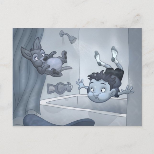 Postales de "Inundación en la casa" (Anverso)