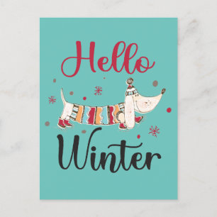 Postales de invierno de Cute Dog Hello