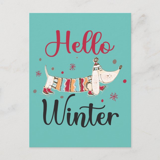 Postales de invierno de Cute Dog Hello (Anverso)
