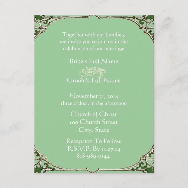 Postales de invitación a bodas baratas (Anverso)