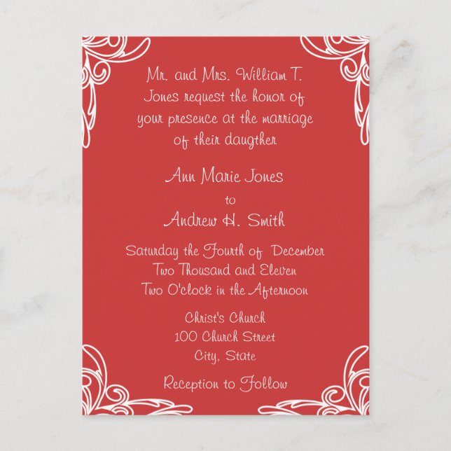 Postales de invitación a bodas baratas (Anverso)