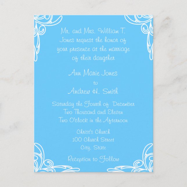 Postales de invitación a bodas baratas (Anverso)