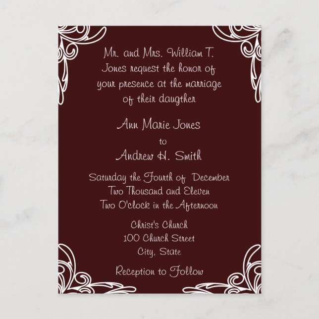 Postales de invitación a bodas baratas (Anverso)