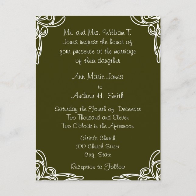 Postales de invitación a bodas baratas (Anverso)