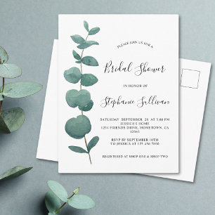 Postales de Invitación a Ducha de Novias Eucalyptu