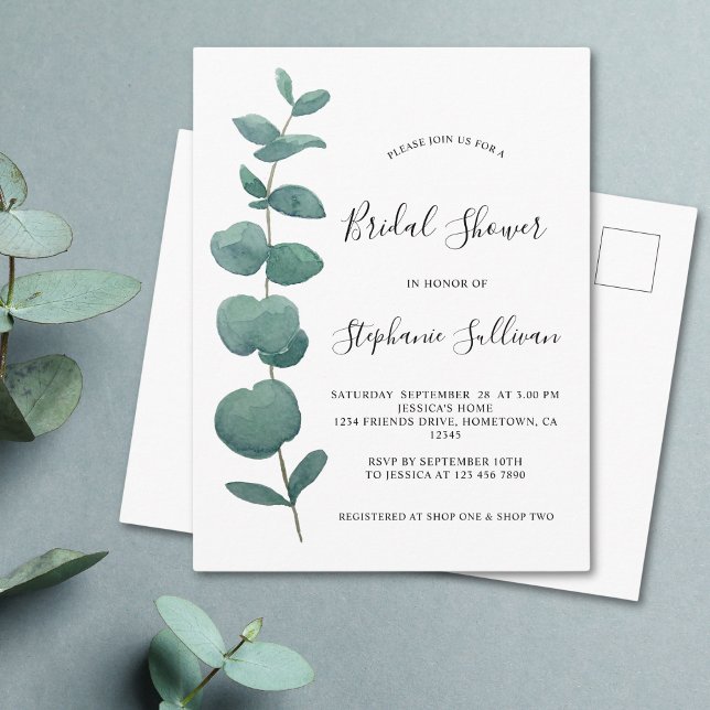 Postales de Invitación a Ducha de Novias Eucalyptu (Subido por el creador)