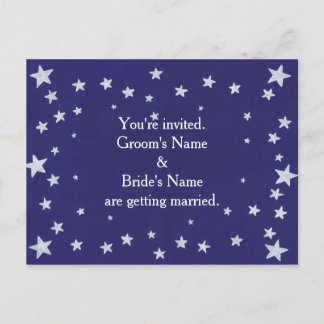 Postales de invitación a la boda azul de estrellas
